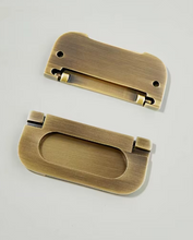 Load image into Gallery viewer, Antique Bronze Recessed Brass Handles, No Punch Retro Hidden Pulls for Cabinet & Wardrobe