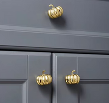Load image into Gallery viewer, Gold Pumpkin Brass Knobs, Cute Luxury Handles for Cabinet, Drawer and Bedside Table