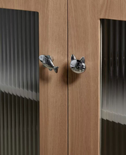 Load image into Gallery viewer, Cat & Fish Brass Knobs, Silver & Bronze Cute Handles for Kids Cabinet, Drawer and Shoe Cabinet