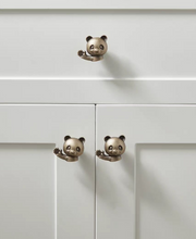Load image into Gallery viewer, Bear Shaped Brass Knobs, Bronze & Silver Single Hole Retro Handles for Cabinet & Kids Furniture