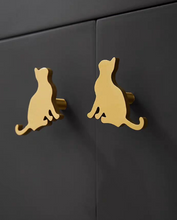 Load image into Gallery viewer, Gold Cat Brass Knobs, Lovely Creative Handles for Cabinet and Drawers