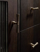 Load image into Gallery viewer, Antique Bronze T Shape Brass Handles, Mid Century French Single Hole Pulls for Cabinet and Wardrobe