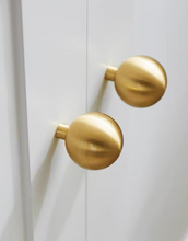 Load image into Gallery viewer, Gold Round Ball Brass Knobs, Minimalist Single Hole Handles for Mid Century French American Cabinets & Drawers