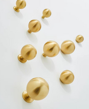 Load image into Gallery viewer, Gold Round Ball Brass Knobs, Minimalist Single Hole Handles for Mid Century French American Cabinets & Drawers