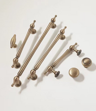 Load image into Gallery viewer, French Antique Brass Long Brass Handles, Retro Mid Century Minimalist Pulls for Cabinet, Drawer and Wardrobe