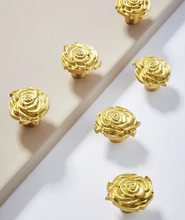 Load image into Gallery viewer, French Gold Rose Brass Knobs, Minimalist Luxury Single Hole Handles for Drawers, Wardrobes and Bedside Cabinets