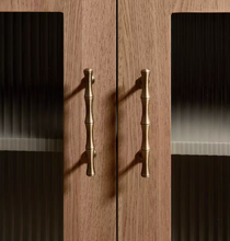 Load image into Gallery viewer, French Retro Bamboo Joint Brass Pull Handles, Mid Century Modern Minimalist Bronze Knobs for Wardrobes, Kitchen Cabinets and Drawers