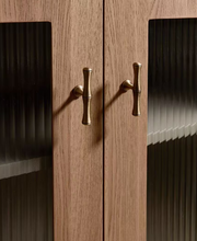 Load image into Gallery viewer, French Retro Bamboo Joint Brass Pull Handles, Mid Century Modern Minimalist Bronze Knobs for Wardrobes, Kitchen Cabinets and Drawers