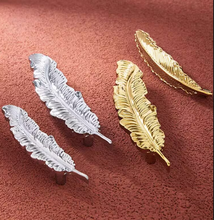 Load image into Gallery viewer, Modern Minimalist Solid Gold Brass Feather Pulls, Light Luxury Creative Handles for Cabinets, Drawers and Wardrobes