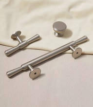 Load image into Gallery viewer, Modern Minimalist Matte Brushed Silver Pull Handles, High-end French Style Stainless Steel & Brass Hardware for Cabinets, Drawers and Wardrobes