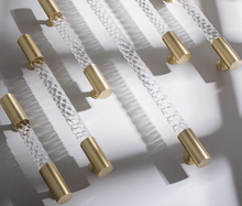 Load image into Gallery viewer, French Luxury Brass Acrylic Twist Bar Pulls, Long Double Hole Handles for Cabinets and Wardrobes