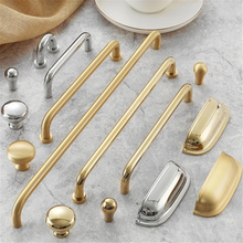 Load image into Gallery viewer, 1.25", 3", 3.78", 5", 6.3", 8.8", 12.6" Minimalist Chrome & Polished Gold Cabinet Pulls | Solid Brass Kitchen Knobs, Drawer & Door Handles