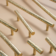 Load image into Gallery viewer, 3", 3.78", 5.0", 6.3", 8.8", 12.6" Hammered Solid Brass Drawer Pulls | Cabinet & Dresser Knobs, Hammer Cabinet Hardware