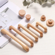 Load image into Gallery viewer, 2.5", 3.78", 5", 6.3" Natural Beech Wood Handles | Solid Wood Cabinet & Kitchen Door Handles, Simple Round Dresser Knobs