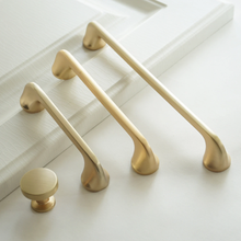 Load image into Gallery viewer, 3.78", 5" & 7.55" Brushed Brass Drawer Handles | Cabinet Knobs, Kitchen Pulls & Dresser Hardware | Furniture & Cabinet Hardware