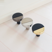 Load image into Gallery viewer, Round Black, White & Gold Knobs, Pulls & Handles | Drawer, Dresser, Kitchen, Cabinet, Door & Cupboard Decor Hardwar