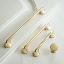 Load image into Gallery viewer, 3.78", 5" & 7.55" Brushed Brass Drawer Handles | Cabinet Knobs, Kitchen Pulls & Dresser Hardware | Furniture & Cabinet Hardware