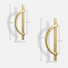 Load image into Gallery viewer, Unique Semicircle Brushed Brass Drawer Pulls | Black Gold Cabinet & Wardrobe Handles, Dresser Knobs, Cupboard Hardware