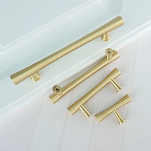 Load image into Gallery viewer, 2.5" 3.78'' 5'' 7.55“Brushed Brass Drawer Pulls Knobs Cabinet Pulls Hardware T Bar Knobs Drawer Pulls Dresser Knobs Closet Wardrobe Handle