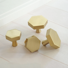 Load image into Gallery viewer, Hexagon Antique Bronze, Bright Brass & Brass Knobs, Pulls & Handles | Kitchen Cabinet, Drawer, Dresser & Door Hardware