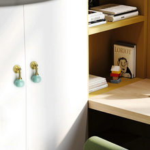 Load image into Gallery viewer, Colorful Cute Drop Ceramic Knobs & Pulls | Multi-Color (Pink, White, Blue, Green, Yellow) Unique Home Decor for Cabinets, Kid Door, Wardrobe & Dresser