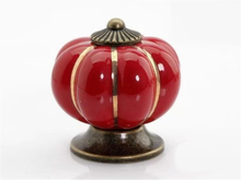 Load image into Gallery viewer, Ceramic Pumpkin Knobs | Vintage Antique Bronze Dresser & Drawer Pulls, Kitchen Cabinet Door Handles, Furniture Hardware
