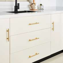 Load image into Gallery viewer, 3.78"-10" Brushed Brass Knobs, Pulls & Handles | Drawer, Dresser, Kitchen, Cabinet & Door Hardware