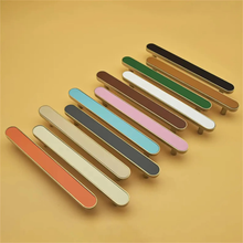 Load image into Gallery viewer, 3.78"-5" Colorful Leather & Brass Knobs, Pulls & Handles (Black, Green, Blue, Pink) | Drawer, Cabinet & Kitchen Hardware