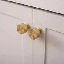 Load image into Gallery viewer, 3.78", 5.0" Solid Brass Hammered Gold Knobs & Pulls | Unique Dresser & Drawer Handles, Kitchen Cabinet, Wardrobe & Cupboard Hardware