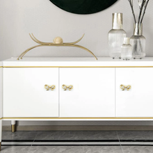 Load image into Gallery viewer, Modern Gold Brass Bow Knobs & Pulls | Dresser, Drawer, Girls Room Cabinet, Kitchen & Gift Hardware