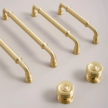 Load image into Gallery viewer, 5"-8.8" Brushed Brass Knobs, Pulls & Handles | Drawer, Cabinet, Kitchen & Dresser Hardware