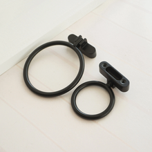 Load image into Gallery viewer, 1.25" Round Brass Drop Ring Knobs & Pulls (Black Accent) | Cabinet Door, Drawer & Dresser Hardware