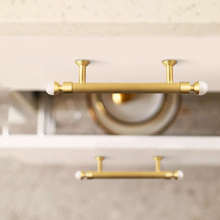 Load image into Gallery viewer, 3.78"-8.8" Art Decor Luxury Pulls & Knobs (Pink Crystal Stone, Shiny Gold, Purple, White, Chrome) | Cabinet, Dresser & Drawer Hardwar