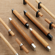 Load image into Gallery viewer, 3.75", 5", 6.3" (96, 128, 160mm) Black Beech & Brushed Steel Matte Aluminum Cabinet Pulls | Bar Handles for Dresser & Drawer