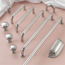 Load image into Gallery viewer, 1.25", 3", 3.78", 5", 6.3", 8.8", 12.6" Minimalist Chrome & Polished Gold Cabinet Pulls | Solid Brass Kitchen Knobs, Drawer & Door Handles