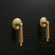 Load image into Gallery viewer, Brass Leather (Pink, Black, Blue, Brown Cowhide) Knobs | Cabinet, Door, Drawer & Dresser Hardware