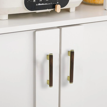 Load image into Gallery viewer, 3.78"-7.55" Walnut Wood & Gold Pulls & Knobs | Drawer, Cabinet Door, Kitchen Cupboard & Dresser Hardware