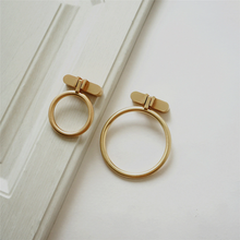 Load image into Gallery viewer, 1.25" Round Brass Drop Ring Knobs & Pulls (Black Accent) | Cabinet Door, Drawer & Dresser Hardware