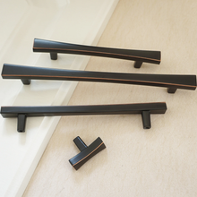 Load image into Gallery viewer, 3.75", 5", 6.3" Black Copper & Brushed Brass Handles | Closet, Wardrobe & Drawer Pulls, Cabinet & Kitchen Knobs, Dresser Hardware