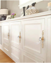 Load image into Gallery viewer, Gold Clear Glass & Crystal Drawer Knobs | Rhinestone Cabinet Door Handles with Back Plate | Dresser & Furniture Hardware