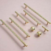 Load image into Gallery viewer, 3", 3.78", 5.0", 6.3", 8.8", 12.6" Hammered Solid Brass Drawer Pulls | Cabinet & Dresser Knobs, Hammer Cabinet Hardware