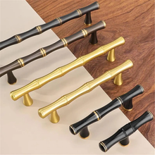 Load image into Gallery viewer, 2.5"-6.3" Bamboo & Solid Brass (Gold, Bronze, Black) Knobs & Pulls | Kitchen, Drawer, Dresser & Cabinet Handles