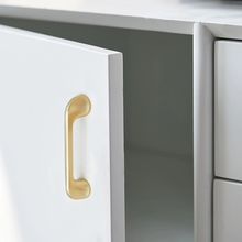 Load image into Gallery viewer, 3.78", 5" & 7.55" Brushed Brass Drawer Handles | Cabinet Knobs, Kitchen Pulls & Dresser Hardware | Furniture & Cabinet Hardware
