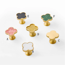 Load image into Gallery viewer, Modern Clover Knobs | Brass Plate & Acrylic Drawer Pulls, Dresser/Kitchen Cabinet Handles, Hardware