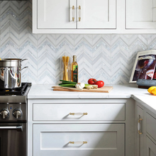 Load image into Gallery viewer, 2.5"-6.3" Shiny Gold & White Ceramic Knobs, Pulls & Handles | Dresser, Drawer, Kitchen Cabinet & Door Hardware