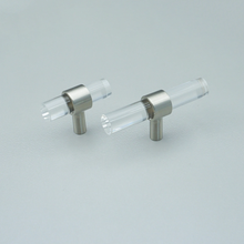 Load image into Gallery viewer, Customizable Clear Acrylic & Brushed Nickel Pulls | Drawer & Dresser Knobs, Cabinet Door & Bathroom Handles, Bar Pull Hardware