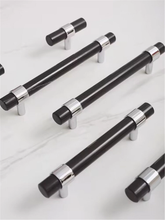 Load image into Gallery viewer, White & Black Marble Chrome Kitchen Pulls | Luxury Dresser Handles, Cabinet & Drawer Knobs, Closet Hardware, Decor