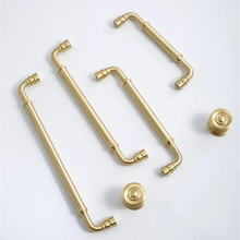 Load image into Gallery viewer, 5"-8.8" Brushed Brass Knobs, Pulls & Handles | Drawer, Cabinet, Kitchen & Dresser Hardware