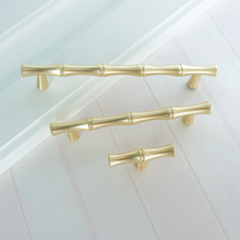 Load image into Gallery viewer, 3.78"-5.0" Green Bamboo Design | Gold, Brushed Nickel Knobs, Pulls & Handles | Cabinet, Drawer, Dresser, Kitchen & Cupboard Hardware