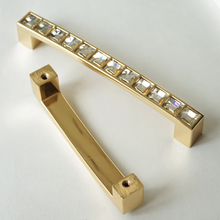 Load image into Gallery viewer, 3.78"-5" (64-128mm) Clear Gold Rhinestone Bling Pulls, Knobs & Handles | Dresser Drawer, Kitchen Cabinet Door Decor Hardware